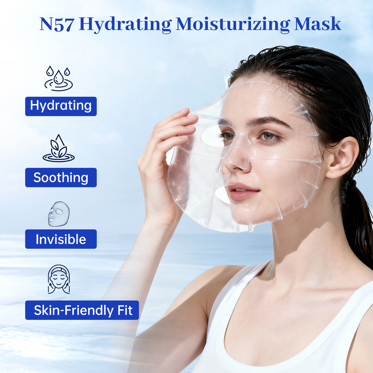 N57 Hydrating Moisturizing Mask, 72H Long-Lasting Hydration, Ectoin + Patented Ginseng, 3-in-1 Soothing Firming